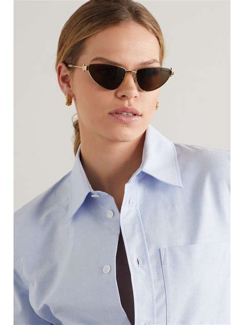 versace 45mm gold-tone cat eye frame sunglasses w case